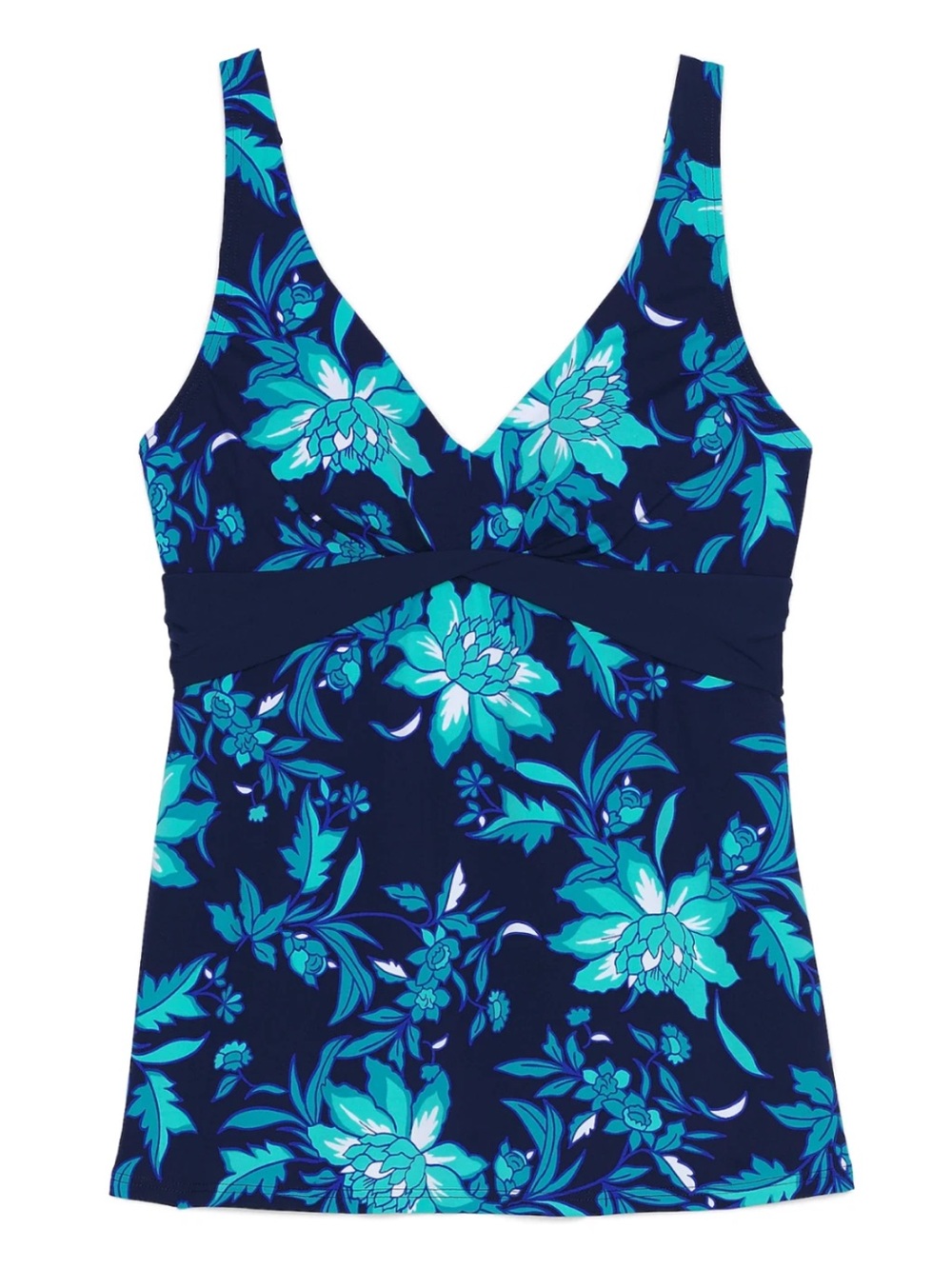 Lands' End Deep Sea Floral Tankini Swimsuit Top built-in-bra 12 Large - Picture 12 of 12